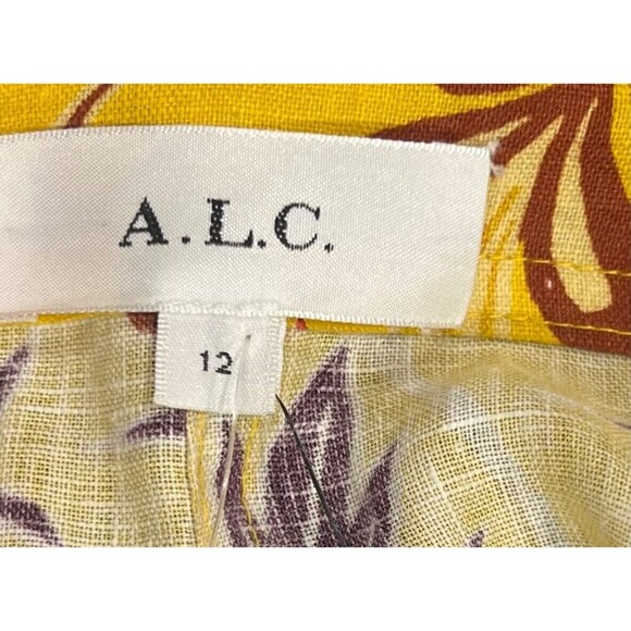 A.L.C. Gilmour Yellow Floral Linen Romper Floral Size 12 NWT Coconut Girl Beach - Picture 13 of 15